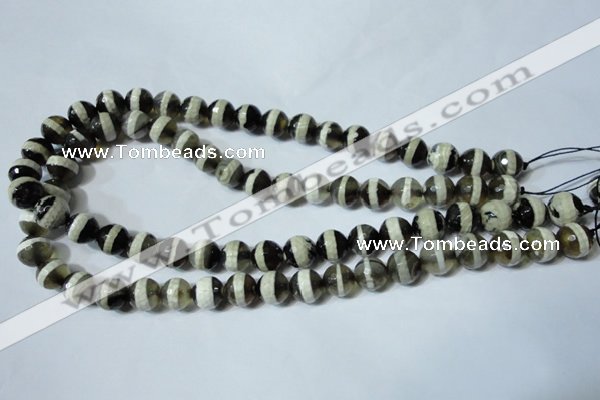 CAG4677 15.5 inches 10mm faceted round tibetan agate beads wholesale