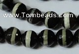 CAG4678 15.5 inches 12mm faceted round tibetan agate beads wholesale