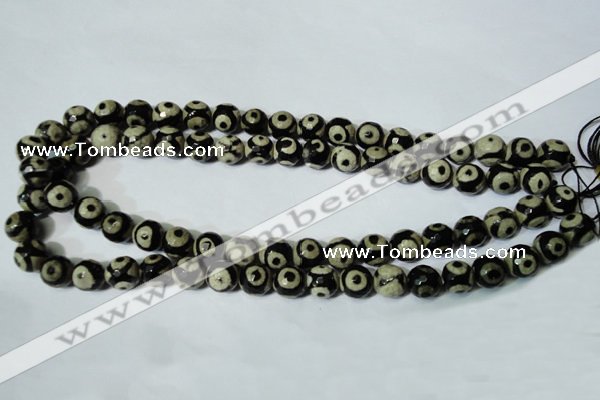 CAG4680 15.5 inches 10mm faceted round tibetan agate beads wholesale