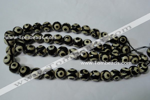 CAG4682 15.5 inches 14mm faceted round tibetan agate beads wholesale