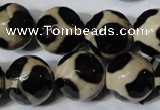 CAG4684 15.5 inches 16mm faceted round tibetan agate beads wholesale