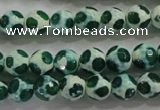 CAG4690 15 inches 8mm faceted round tibetan agate beads wholesale