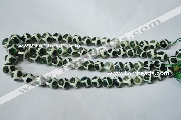 CAG4692 15.5 inches 12mm faceted round tibetan agate beads wholesale