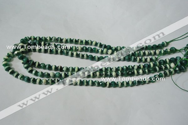 CAG4694 15.5 inches 6mm faceted round tibetan agate beads wholesale