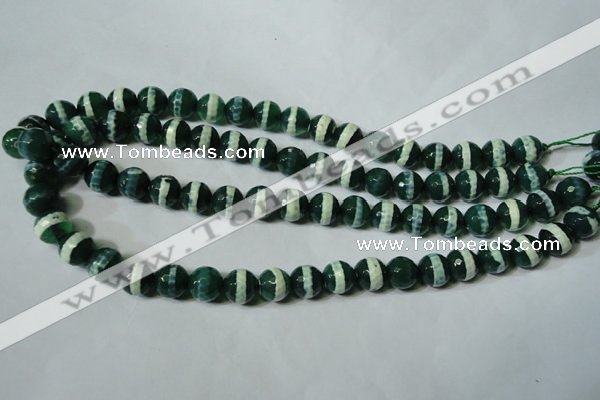 CAG4696 15.5 inches 10mm faceted round tibetan agate beads wholesale