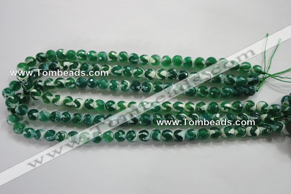 CAG4698 15.5 inches 8mm faceted round tibetan agate beads wholesale