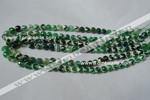 CAG4700 15.5 inches 8mm faceted round tibetan agate beads wholesale