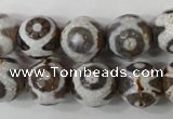 CAG4716 15 inches 14mm faceted round tibetan agate beads wholesale