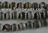 CAG4722 15 inches 6mm faceted round tibetan agate beads wholesale