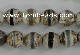 CAG4723 15 inches 8mm faceted round tibetan agate beads wholesale