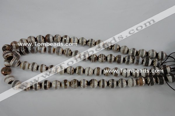 CAG4724 15 inches 10mm faceted round tibetan agate beads wholesale