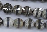 CAG4725 15 inches 12mm faceted round tibetan agate beads wholesale