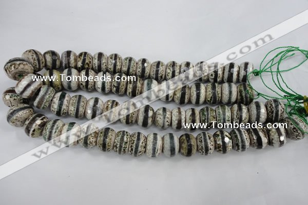 CAG4728 15 inches 12*16mm faceted rondelle tibetan agate beads wholesale