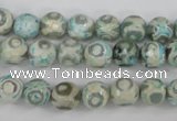 CAG4730 15 inches 8mm faceted round tibetan agate beads wholesale