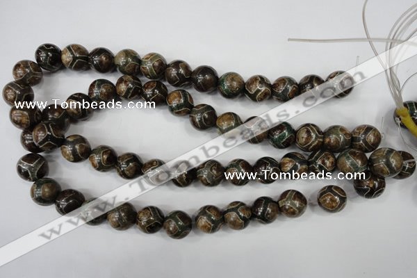 CAG4738 15 inches 14mm round tibetan agate beads wholesale