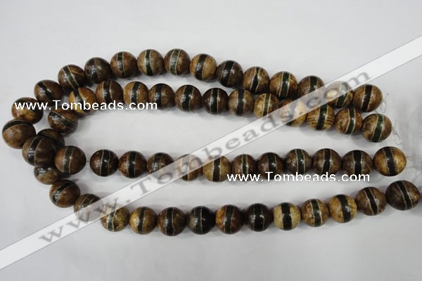 CAG4744 15 inches 14mm round tibetan agate beads wholesale