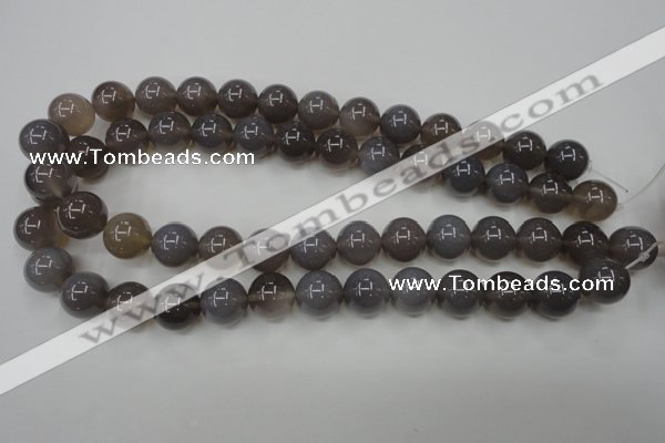CAG4774 15 inches 14mm round grey agate beads wholesale