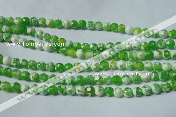 CAG4790 15.5 inches 6mm faceted round fire crackle agate beads