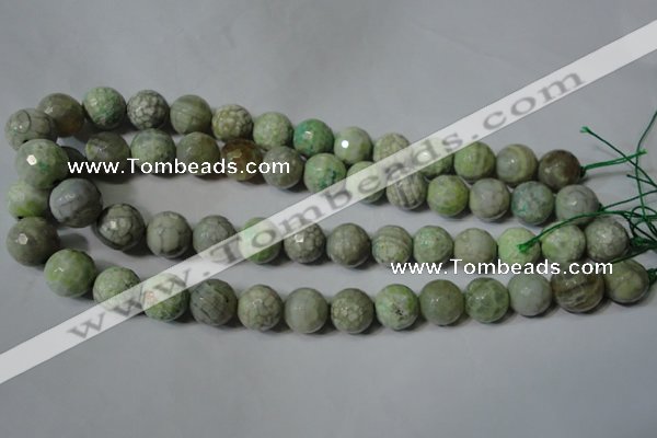 CAG4793 15.5 inches 14mm faceted round fire crackle agate beads