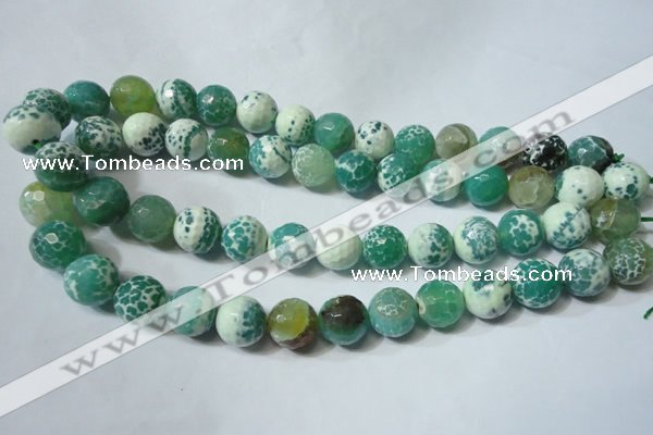 CAG4795 15.5 inches 14mm faceted round fire crackle agate beads