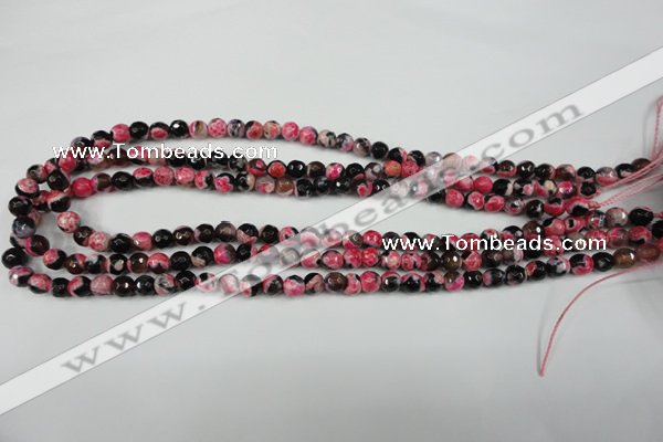 CAG4801 15 inches 6mm faceted round fire crackle agate beads