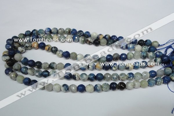CAG4806 15 inches 8mm faceted round fire crackle agate beads