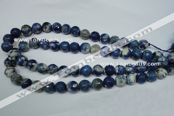 CAG4808 15 inches 12mm faceted round fire crackle agate beads