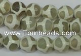 CAG4816 15 inches 10mm faceted round tibetan agate beads wholesale