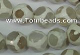 CAG4817 15 inches 12mm faceted round tibetan agate beads wholesale