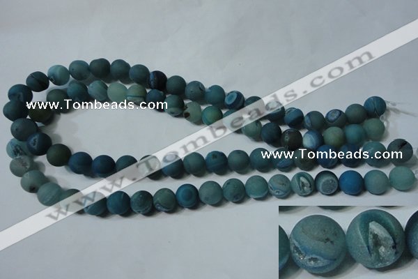 CAG4820 15.5 inches 12mm round matte druzy agate beads wholesale