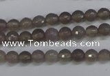 CAG4825 15 inches 6mm faceted round grey agate beads wholesale