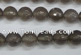 CAG4827 15 inches 10mm faceted round grey agate beads wholesale