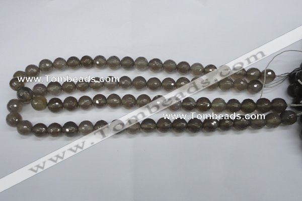 CAG4827 15 inches 10mm faceted round grey agate beads wholesale