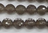 CAG4828 15 inches 12mm faceted round grey agate beads wholesale