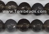 CAG4829 15 inches 14mm faceted round grey agate beads wholesale