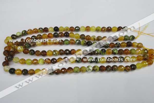 CAG4842 15 inches 8mm faceted round dragon veins agate beads