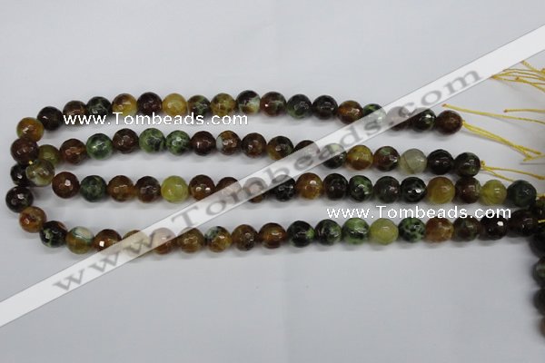 CAG4843 15 inches 10mm faceted round dragon veins agate beads