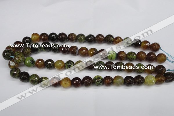 CAG4844 15 inches 12mm faceted round dragon veins agate beads