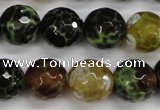 CAG4845 15 inches 14mm faceted round dragon veins agate beads