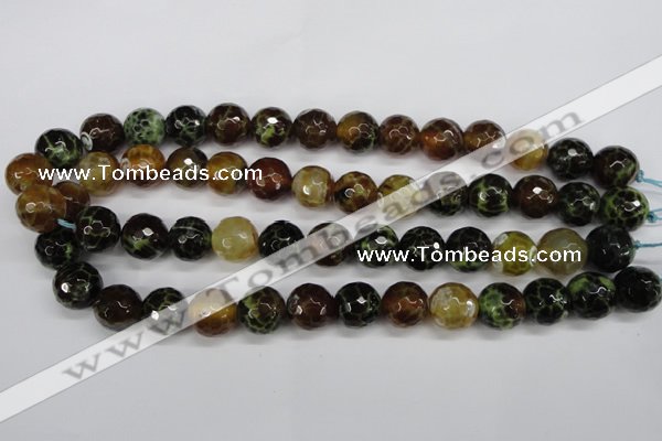 CAG4845 15 inches 14mm faceted round dragon veins agate beads