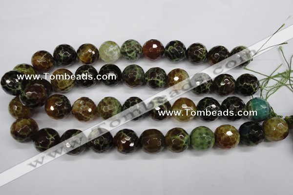 CAG4847 15 inches 18mm faceted round dragon veins agate beads