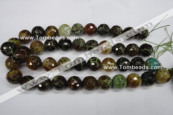 CAG4848 15 inches 20mm faceted round dragon veins agate beads