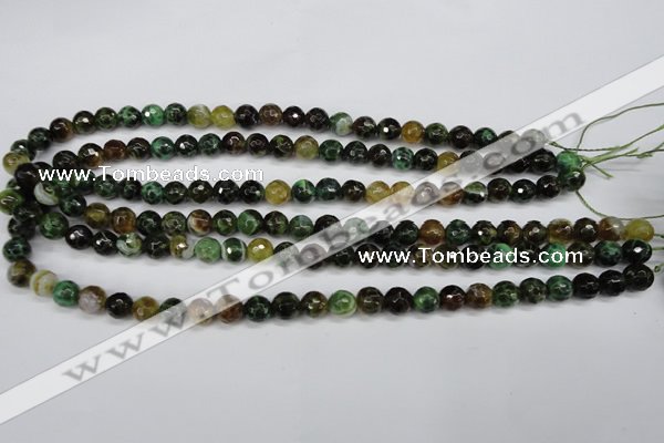 CAG4852 15 inches 8mm faceted round dragon veins agate beads