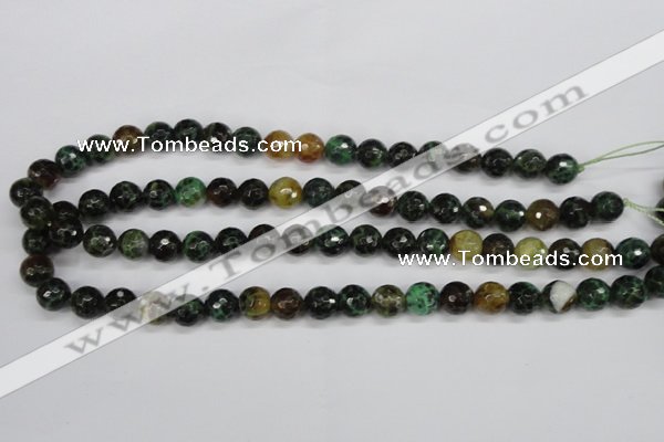 CAG4853 15 inches 10mm faceted round dragon veins agate beads