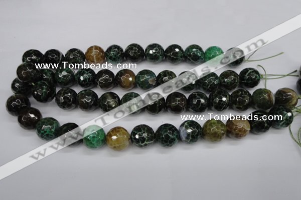 CAG4856 15 inches 16mm faceted round dragon veins agate beads