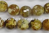 CAG4865 15 inches 14mm faceted round dragon veins agate beads