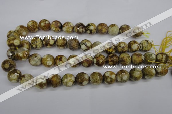 CAG4866 15 inches 16mm faceted round dragon veins agate beads