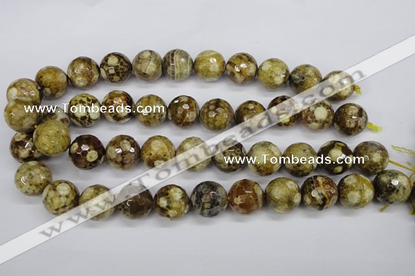 CAG4867 15 inches 18mm faceted round dragon veins agate beads