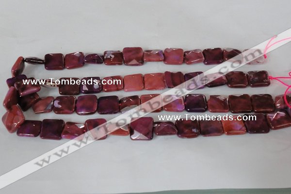 CAG4874 15 inches 14*14mm faceted square fire crackle agate beads