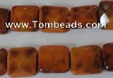 CAG4877 15 inches 14*14mm faceted square fire crackle agate beads